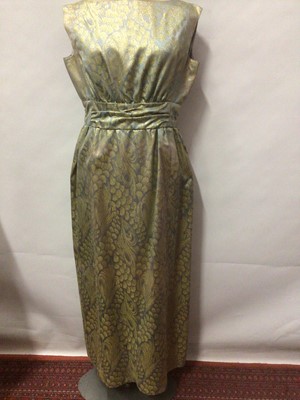 Lot 2095 - Evening dresss 1950's / 60's makes include MDF Couture, Stefney plus a lace suit by Germaine Lecomte Paris. Also two evening bags.