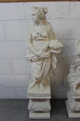 Lot 1445 - Pair of vintage white painted composition garden statues on bases