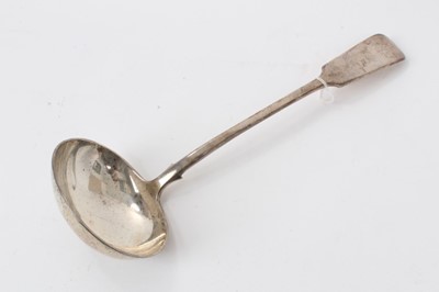 Lot 479 - Victorian silver fiddle pattern serving ladle, (London 1894), maker Josiah Williams & Co, all at 10ozs, 32.5cm in length.