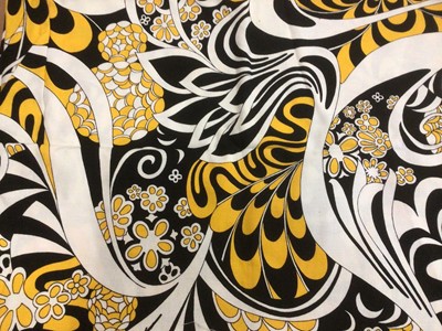 Lot 2104 - Box of vintage fabrics including 1970's designs. Swedish screen prints Rapsodi by Rita Wahlstrom, green and brown , Mykero by Saini Salonen, Plexus by Sven Frisedt.  Sanderson's Kilmaurs, Henley,...