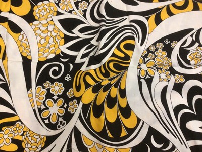 Lot 2104 - Box of vintage fabrics including 1970's designs. Swedish screen prints Rapsodi by Rita Wahlstrom, green and brown , Mykero by Saini Salonen, Plexus by Sven Frisedt.  Sanderson's Kilmaurs, Henley,...