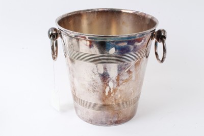 Lot 490 - Early 20th century French silver plated wine cooler in the form with reeded decoration and twin ring handles and marks to base for Boyer et Fils, Paris, 20cm in height.