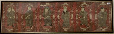 Lot 1025 - Large 19th century Chinese embroidered temple figural panel