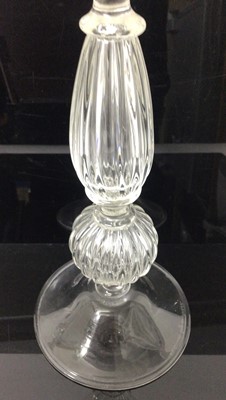 Lot 287 - A large Murano clear glass candlestick signed 'Archimede Seguso - Murano', 31.5cm high