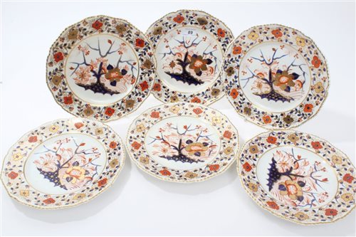 Lot 89 - Six early 19th century Derby plates with Imari...