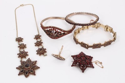 Lot 617 - Group of antique and vintage Bohemian garnet jewellery, together with a similar paste bangle