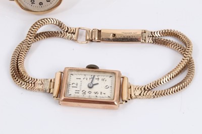 Lot 196 - Three 9ct gold vintage ladies wristwatches all on 9ct gold bracelets