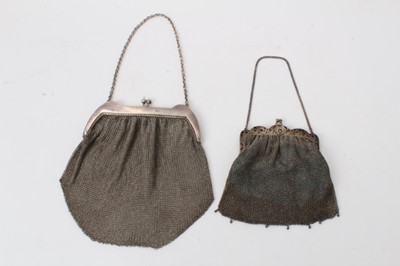 Lot 495 - Edwardian silver ladies mesh evening bag, (Birmingham 1909), together with another with import marks for (Birmingham 1903), all at 12ozs (2)