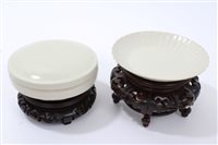 Lot 98 - Chinese white glazed fluted dish moulded with...