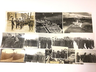 Lot 110 - Collection of Royal photographs including T.M.King George VI and Queen Elizabeth inspecting the R.A.F. Regiment during the war, King George V inspecting troops during The Great War, stereoscope pho...