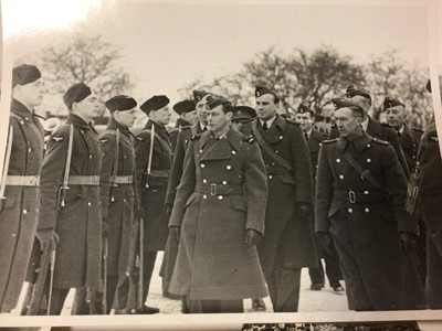 Lot 110 - Collection of Royal photographs including T.M.King George VI and Queen Elizabeth inspecting the R.A.F. Regiment during the war, King George V inspecting troops during The Great War, stereoscope pho...