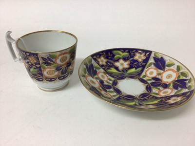 Lot 315 - Five early 19th century Coalport cups and saucers, with Imari-type patterns