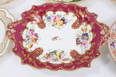 Lot 317 - Ten assorted 19th century English porcelain plates and dishes, including Coalport, some flower painted