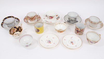 Lot 321 - A group of late 18th / early 19th century English ceramics, including a Coalport yellow ground coffee can painted with a landscape, other Coalport, etc