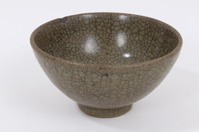 Lot 326 - Early Chinese Ge ware stoneware footed bowl, possibly Song, of conical form, 14cm diameter