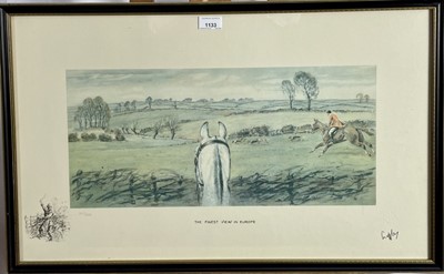 Lot 1133 - Snaffles, Charles Johnson Payne (1884-1967) limited edition colour print - The Finest View In Europe, with snaffle blindstamp, 257/500, 43cm x 69cm, in glazed frame