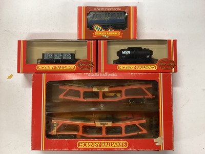 Lot 152 - Hornby OO gauge Tank Wagons, Freight and Plank Wagons and car transporters, all boxed (26)