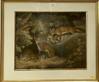 Lot 1124 - After George Morland (1763-1804) engraving - Litter of Foxes, 39cm x 48cm, in glazed gilt frame