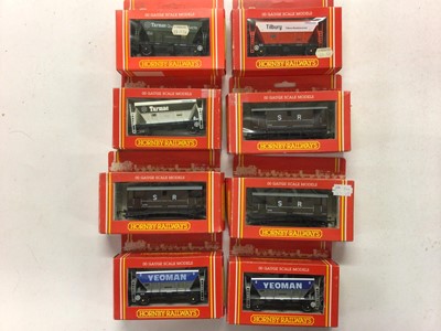 Lot 154 - Hornby OO Gauge rolling stock including Hopper (x14),Tank (x7), Coke (x3) Wagons plus animal, mineral, branded and Speedlink Vans and wagons, all boxed (34)