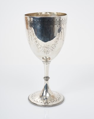 Lot 536 - Victorian silver goblet with engraved decoration, (London 1873), 15cm in height, all at 3ozs