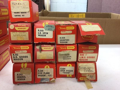 Lot 157 - Triang OO gauge rolling stock including carriages (x5), selection of wagons and vans, all boxed, approx 54 items