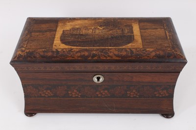 Lot 1044 - Mid 19th century Tunbridgeware tea caddy