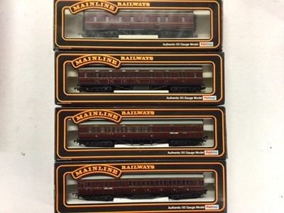 Lot 163 - Mainline OO gauge LNER 0-6-0T J52 Class Tank locomotive 68745, 37-054, plus BR maroon coaches Buffet car 37-114, BSK 2nd Class 37-108 & two SK coach 2nd Class 37-107 (x2) coaches and LMS maroon Par...