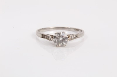 Lot 824 - Platinum diamond single stone ring with an old cut diamond