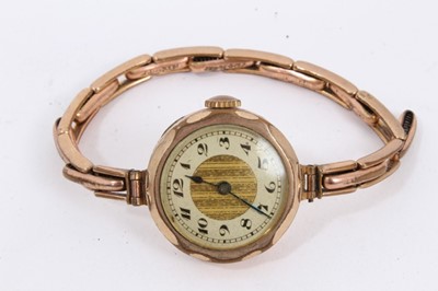 Lot 590 - 1920s gentlemens gold cased wristwatch and two ladies vintage gold cased wristwatches