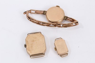 Lot 590 - 1920s gentlemens gold cased wristwatch and two ladies vintage gold cased wristwatches