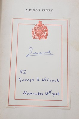 Lot 146 - H.R.H.The Duke of Windsor, two signed books, 'The Duke of Windsor Family Album' signed 'Edward Duke of Windsor 1964' and ' Kings Story' signed ' Edward' and inscribed (2) Provenance: Formerly the p...