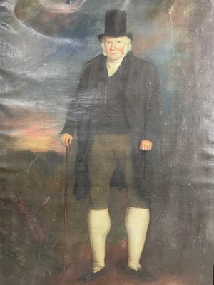 Lot 1343 - English School, 19th century, oil on canvas - portrait of a Country Squire, 121cm x 85cm, in gilt frame