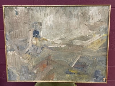 Lot 1356 - Dorothy Mead (1928-1975) oil on board - View of River from Greenwich, circa 1958, 76cm x 99cm, in gilt frame 
Exhibited: The Arts Council of Great Britain, Six Young Painters, Cat. No. 17