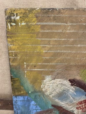 Lot 1358 - Dorothy Mead (1928-1975) oil on canvas - The Art Class, dated '68, unframed, 132cm x 224cm
