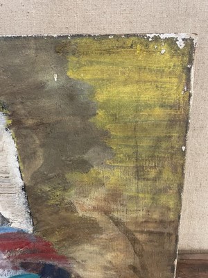 Lot 1358 - Dorothy Mead (1928-1975) oil on canvas - The Art Class, dated '68, unframed, 132cm x 224cm