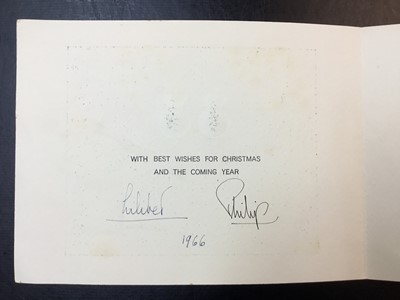 Lot 151 - H.M.Queen Elizabeth II and H.R.H.The Duke of Edinburgh, rare 'Lilibet' signed 1966 Christmas card for a close member of The Queens family with twin gilt ciphers to cover, colour photograph of the R...