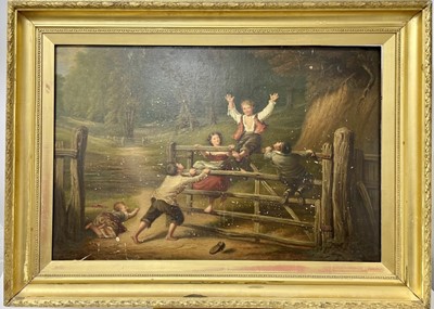 Lot 1257 - After William Collins, 19th century, oil on canvas - 'Happy as a King', 51cm x 76cm, in gilt frame