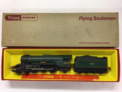 Lot 172 - Triang Hornby OO gauge LMS 4-6-2 Coronation blue locomotive R864, LMS 4-6-2 Princess locomotive Steam Exhaust Noise & Smoke "Princess Elizabeth" R258NS, BR Flying Scotsman and tender R850, all boxe...