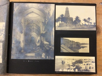 Lot 1412 - Photograph album c1930's entitled 'A peep into Mesopotamia, Iraq' with neat annotations.