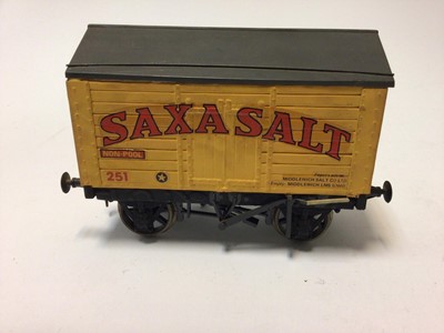 Lot 176 - Railway 3 scratch built wooden models of wagons larger scale Shell, NE and Saxa Salt (3)