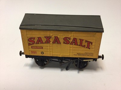 Lot 176 - Railway 3 scratch built wooden models of wagons larger scale Shell, NE and Saxa Salt (3)