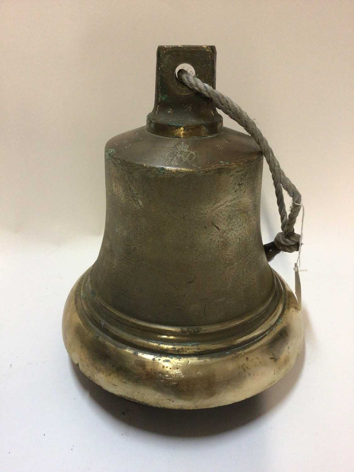 Lot 2470 - Old bronze bell marked with George VI cypher