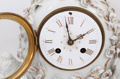 Lot 652 - late 19th century German porcelain mantel clock with Tiffany & Co marked movement