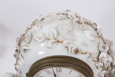 Lot 652 - late 19th century German porcelain mantel clock with Tiffany & Co marked movement