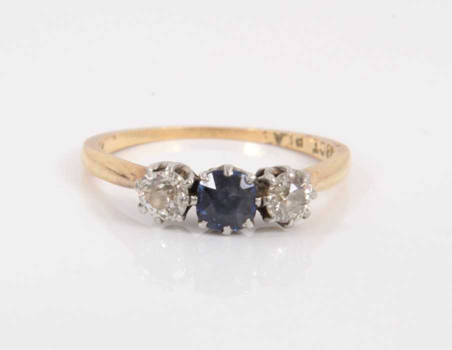 Lot 38 - 18ct gold sapphire and diamond three stone ring