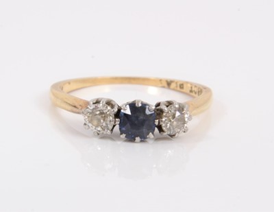 Lot 38 - 18ct gold sapphire and diamond three stone ring