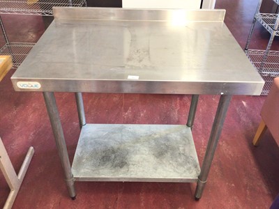 Lot 47 - A wall standing stainless steel preparation bench with shelf under, 900 mm