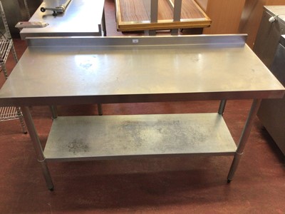 Lot 49 - A wall standing stainless steel preparation bench, with shelf under, 1500 mm
