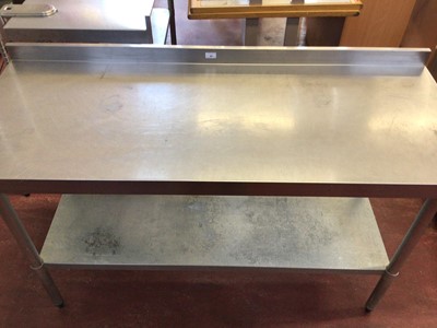Lot 49 - A wall standing stainless steel preparation bench, with shelf under, 1500 mm