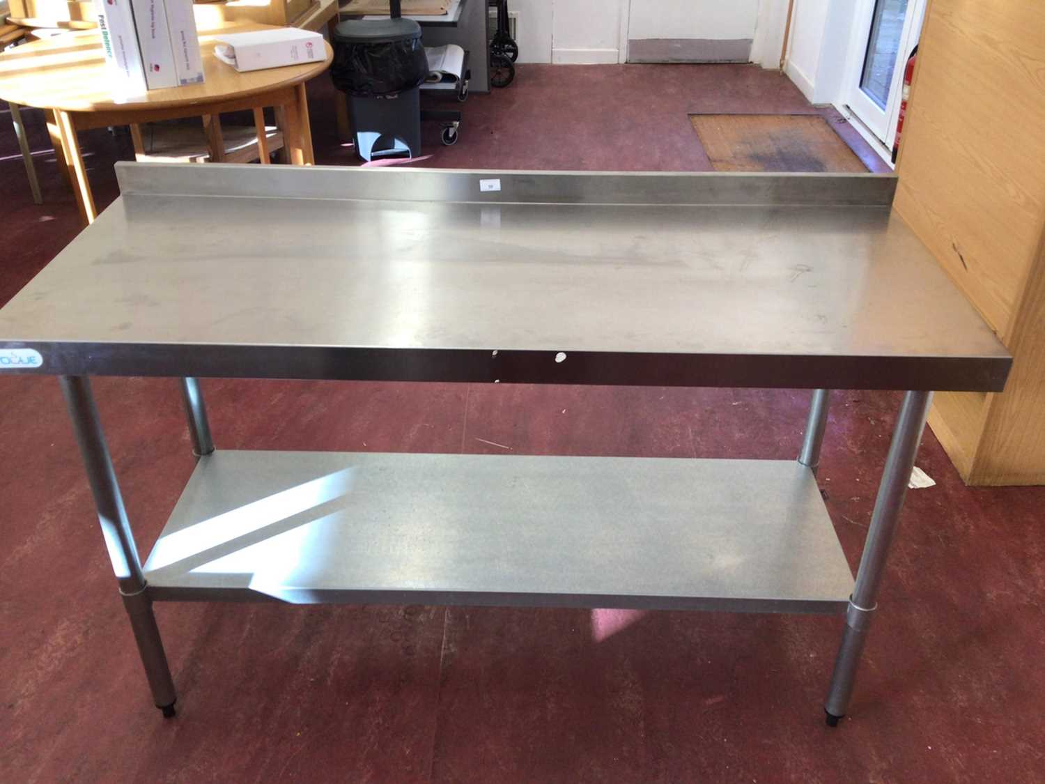 Lot 50 - A wall standing stainless steel preparation bench, with shelf under, 1500 mm